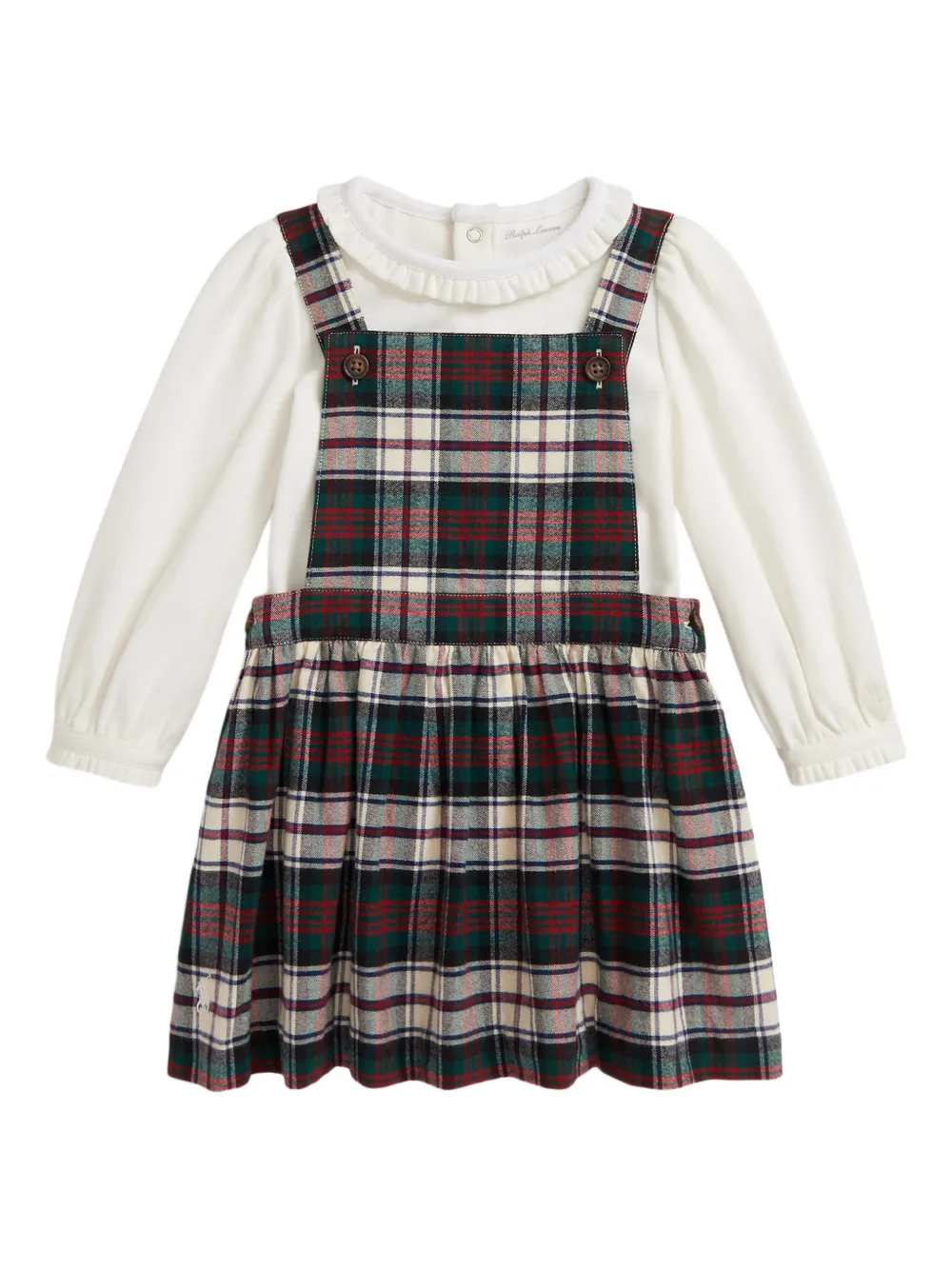 

Комплект из комбинезона в клетку и боди Polo Ralph Lauren Kids, кремовый