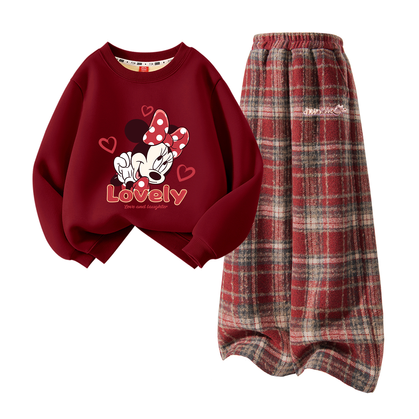 Детский костюм Tang с круглым вырезом и толстым воротником Disney, [thickened and fleece-lined]diyunefu niu k бордовый+dielong metal label k красный plaid — фото 3