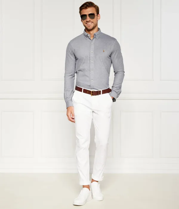 Оксфордская трикотажная рубашка Regular fit Polo Ralph Lauren, синий — фото 2