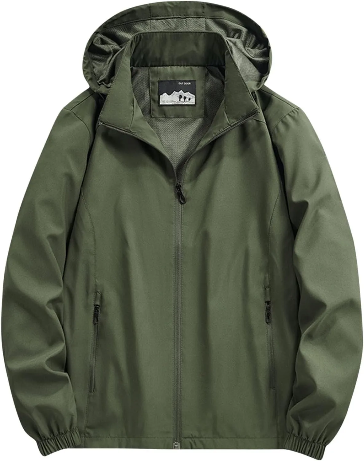 Ветровка мужская весна-осень легкая тонкая с капюшоном Waterproof Windproof на молнии Plus Size Generic, зеленый