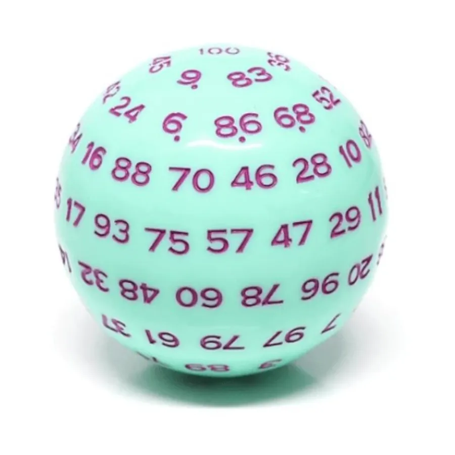 

45мм d100 - Мятно-розовый с фиолетовым, Dice - 35mm, 45mm, & 55mm (Foam Brain Games)