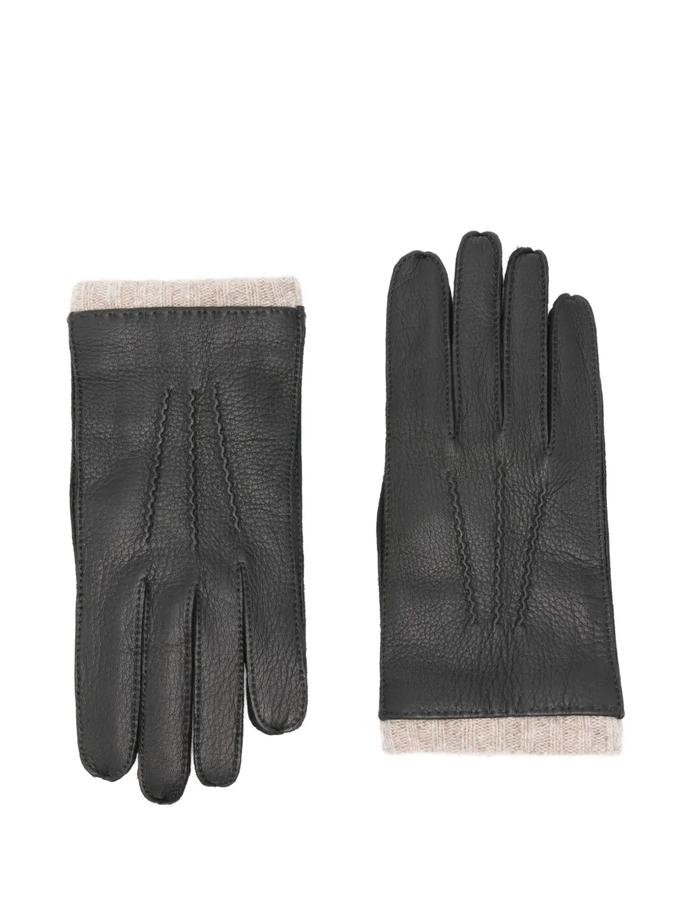 

Кожаные перчатки с ребристыми манжетами Paul Smith, черный