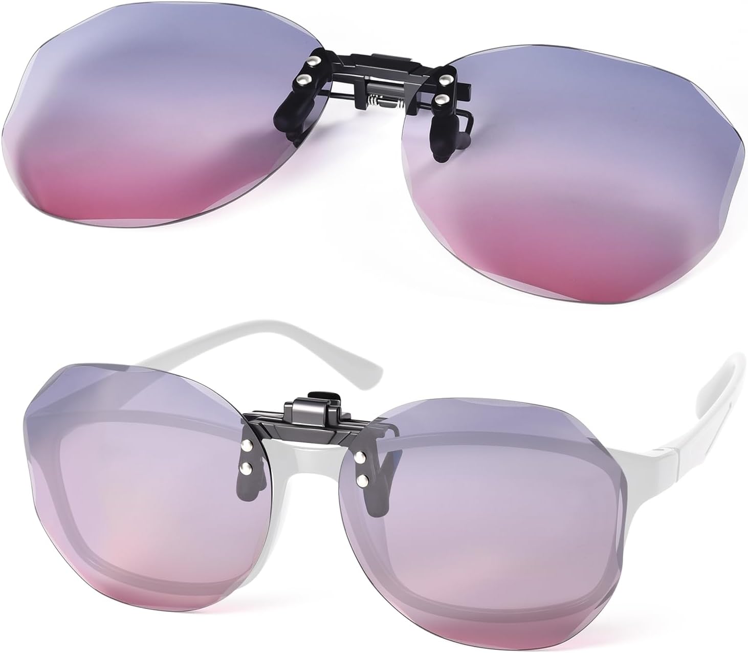 

Солнцезащитные очки Polygon Clip On для женщин и мужчин, надеваемые поверх очков с диоптриями, поляризованные, откидные, надеваются поверх солнцезащитных очков TINHAO, Black/Pink