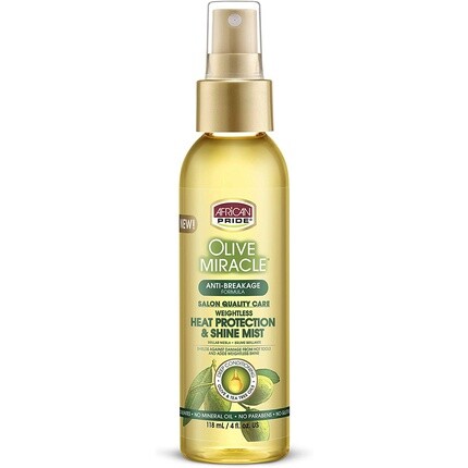 

Olive Miracle Невесомый спрей для защиты от тепла и блеска волос с маслами оливы и чайного дерева 4 унции African Pride