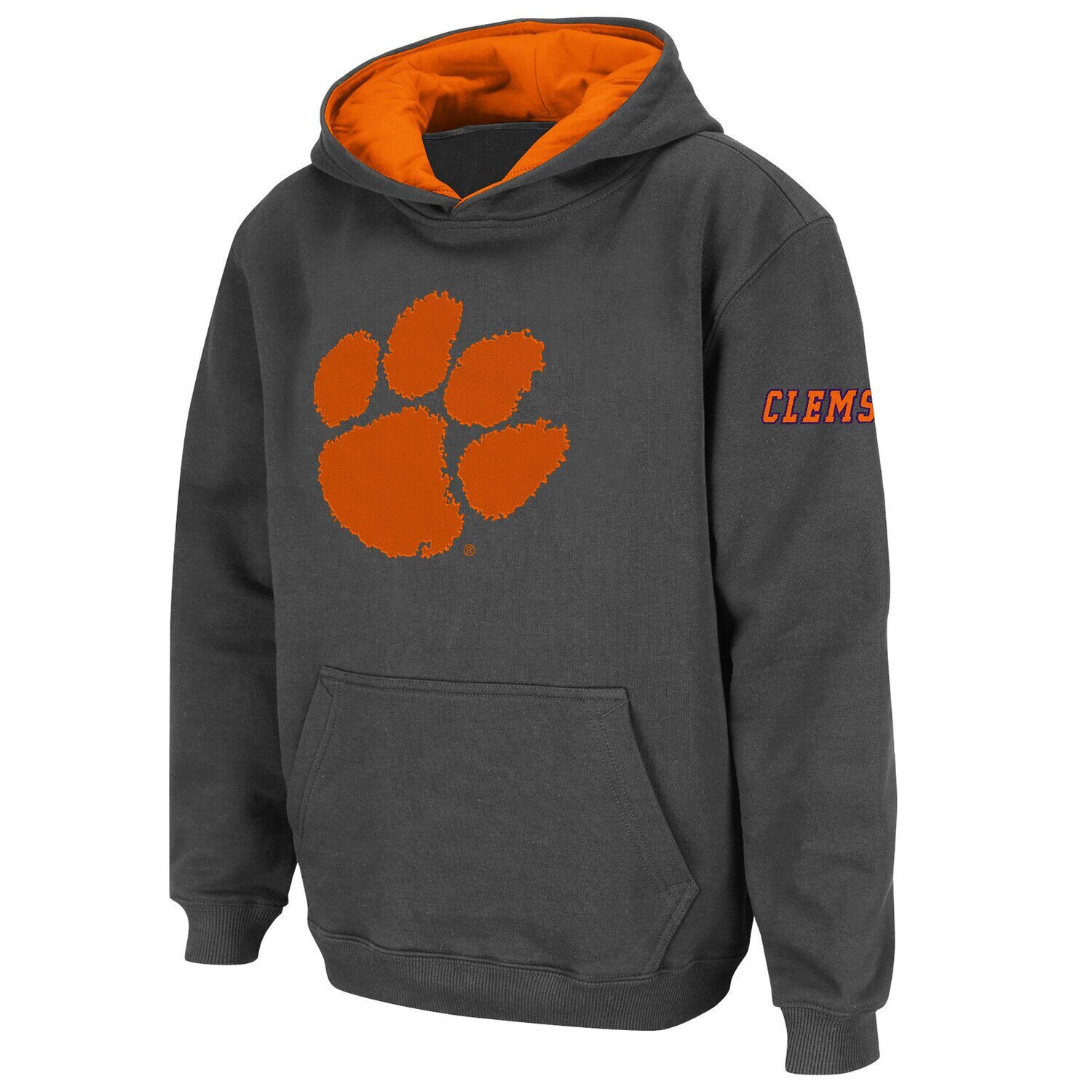 

Темно-серый пуловер с капюшоном и большим логотипом Youth Stadium Athletic Clemson Tigers Unbranded