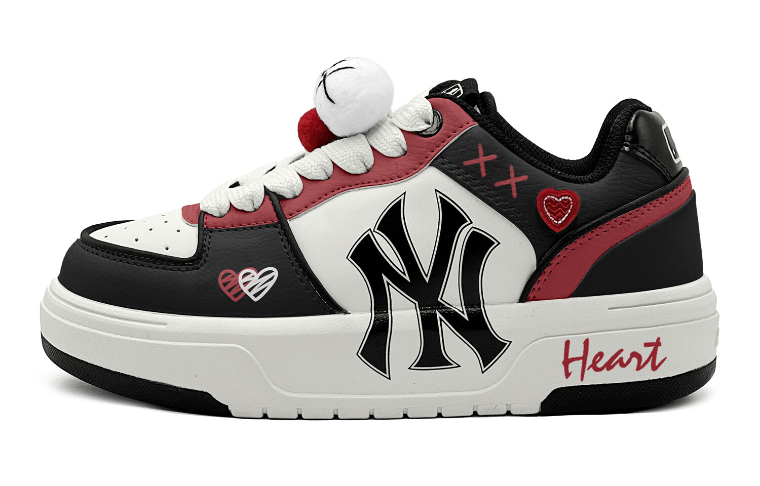 Кроссовки MLB Chunky Liner Skateboarding Shoes Unisex Low-top Black/Red/White, красный — фото 2
