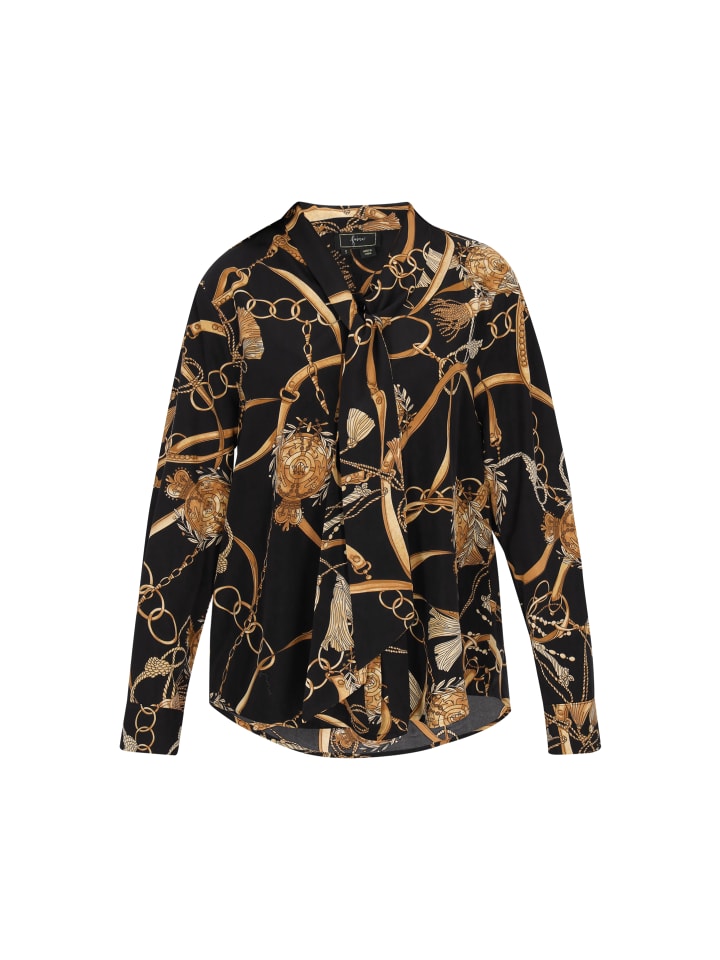 

Faina Женская рубашка черного цвета с разноцветными вставками