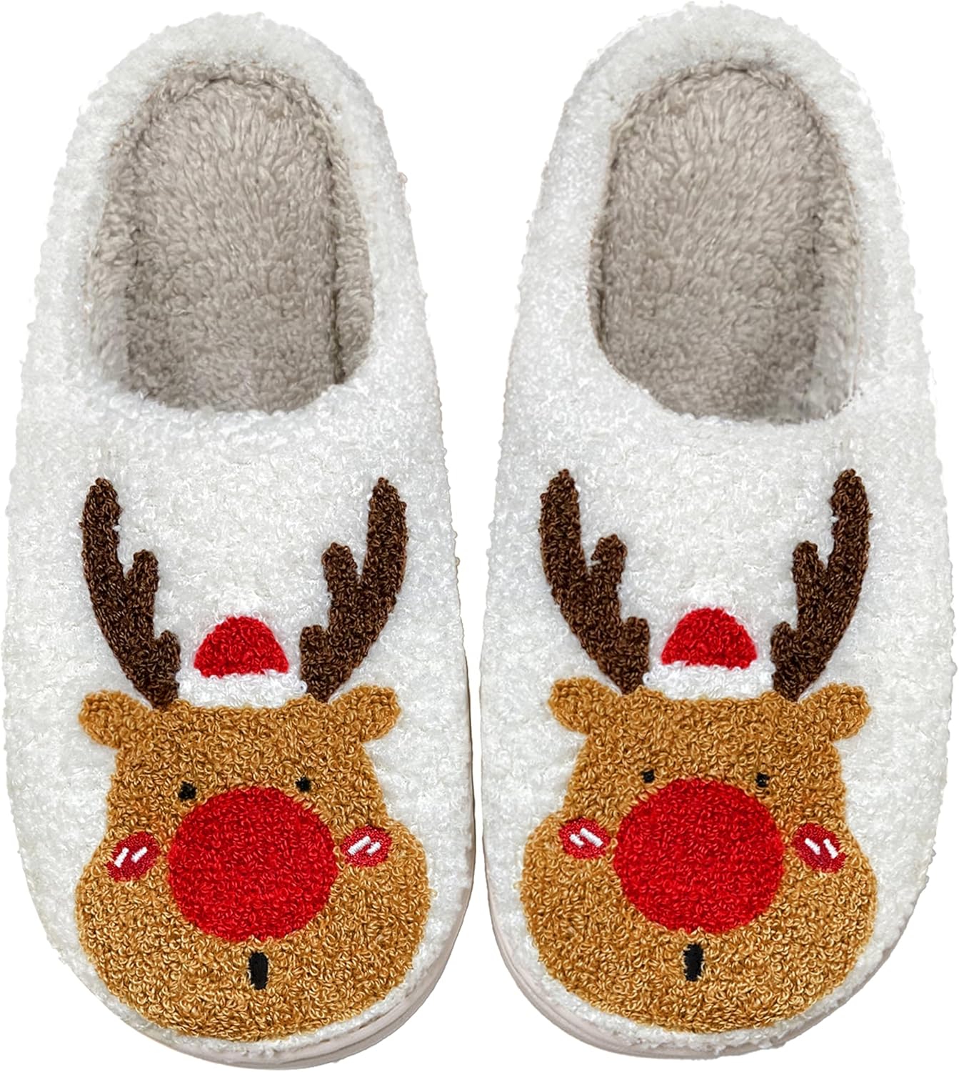 

Рождественские тапочки-оленята для женщин и мужчин, праздничные тапочки на Хэллоуин, домашние тапочки Afellicy, красный