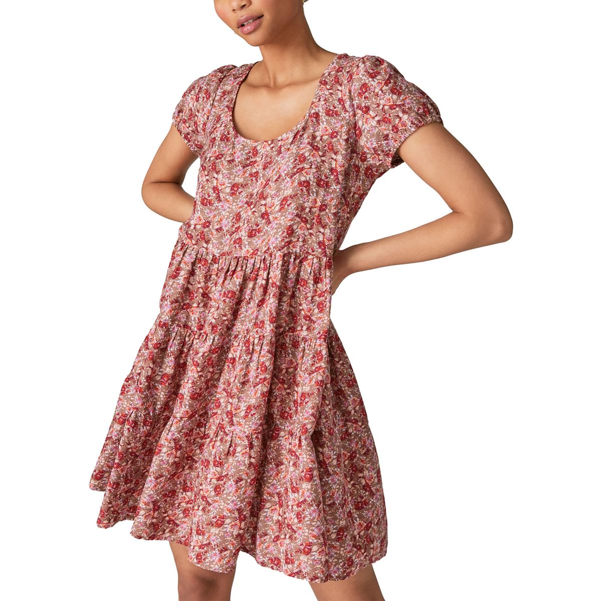 

Женское мини-платье Babydoll со шнуровкой на спине Lucky Brand, серо-коричневый/розовый