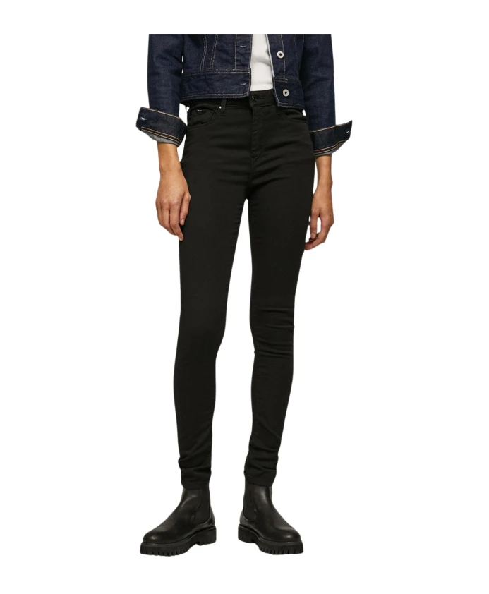 

Черные узкие джинсы с высокой талией Pepe Jeans, черный