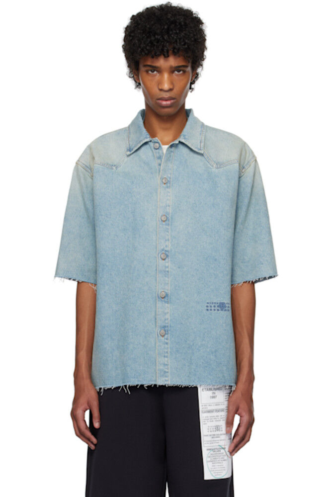 

Синяя джинсовая рубашка с коротким рукавом MM6 Maison Margiela