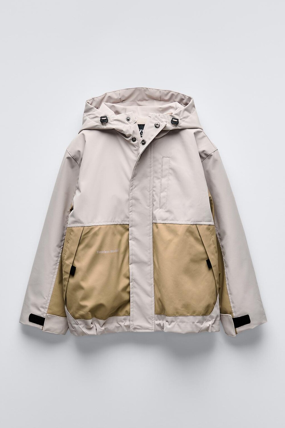 

Водоотталкивающий плащ colour block ZARA, цвет stone