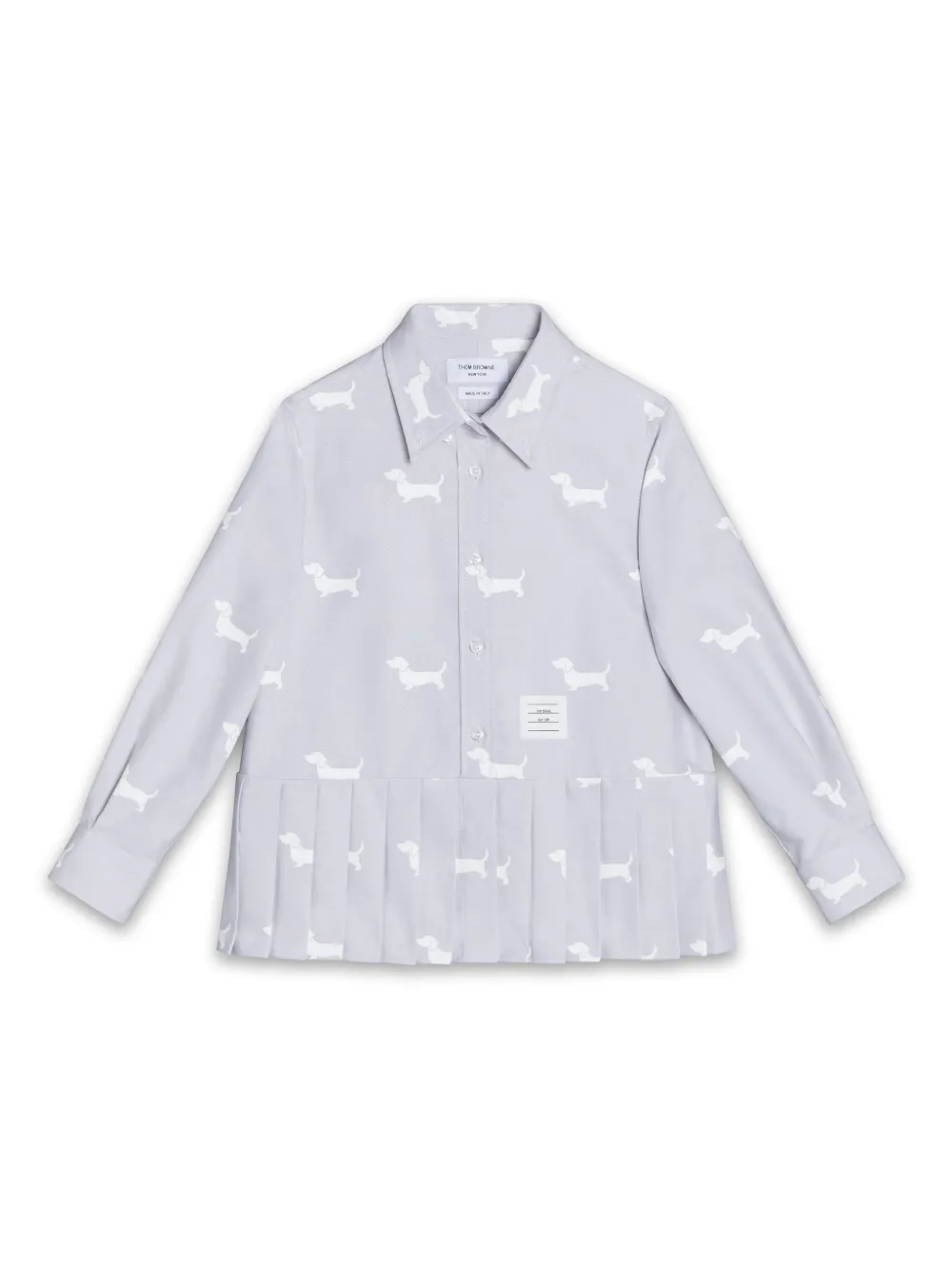 

Рубашка с графичным принтом и складками Thom Browne Kids, серый