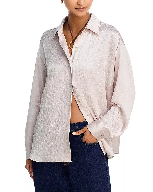 

Свободная атласная рубашка - эксклюзив Aqua, бежевый