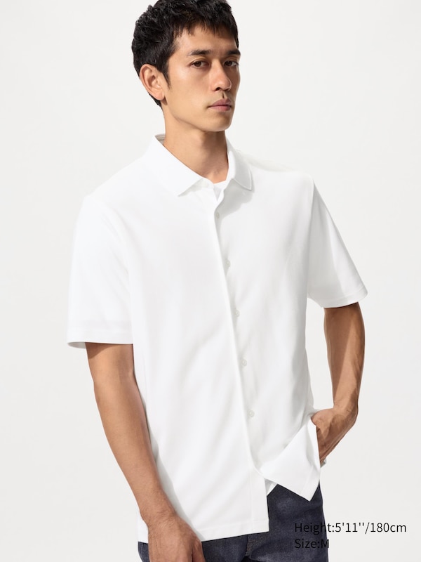 

Поло AIRism из хлопкового пике (на пуговицах) Uniqlo, 00 white, Белый, Поло AIRism из хлопкового пике (на пуговицах) Uniqlo, 00 white