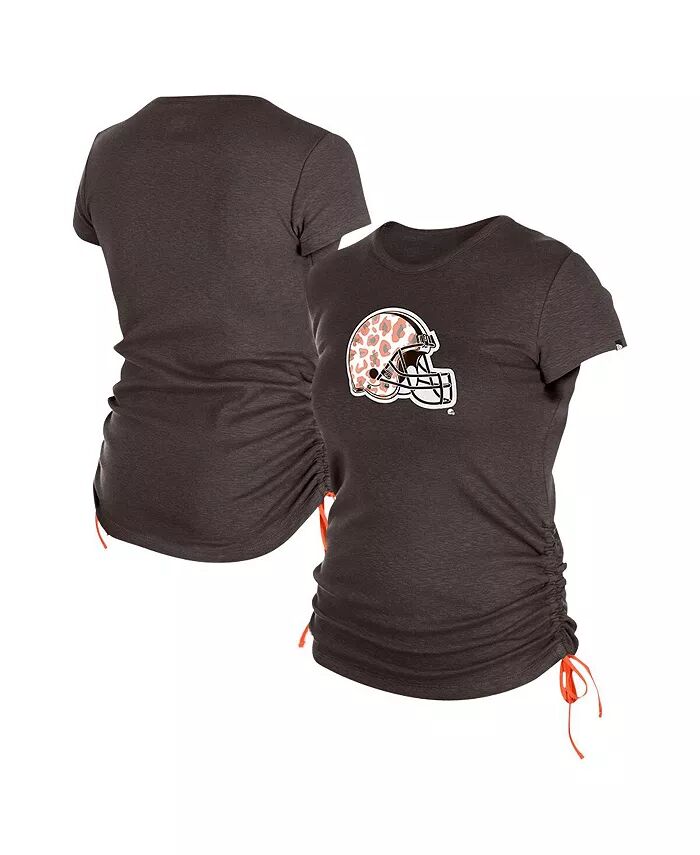 

Женская коричневая футболка Cleveland Browns с рюшами по бокам New Era