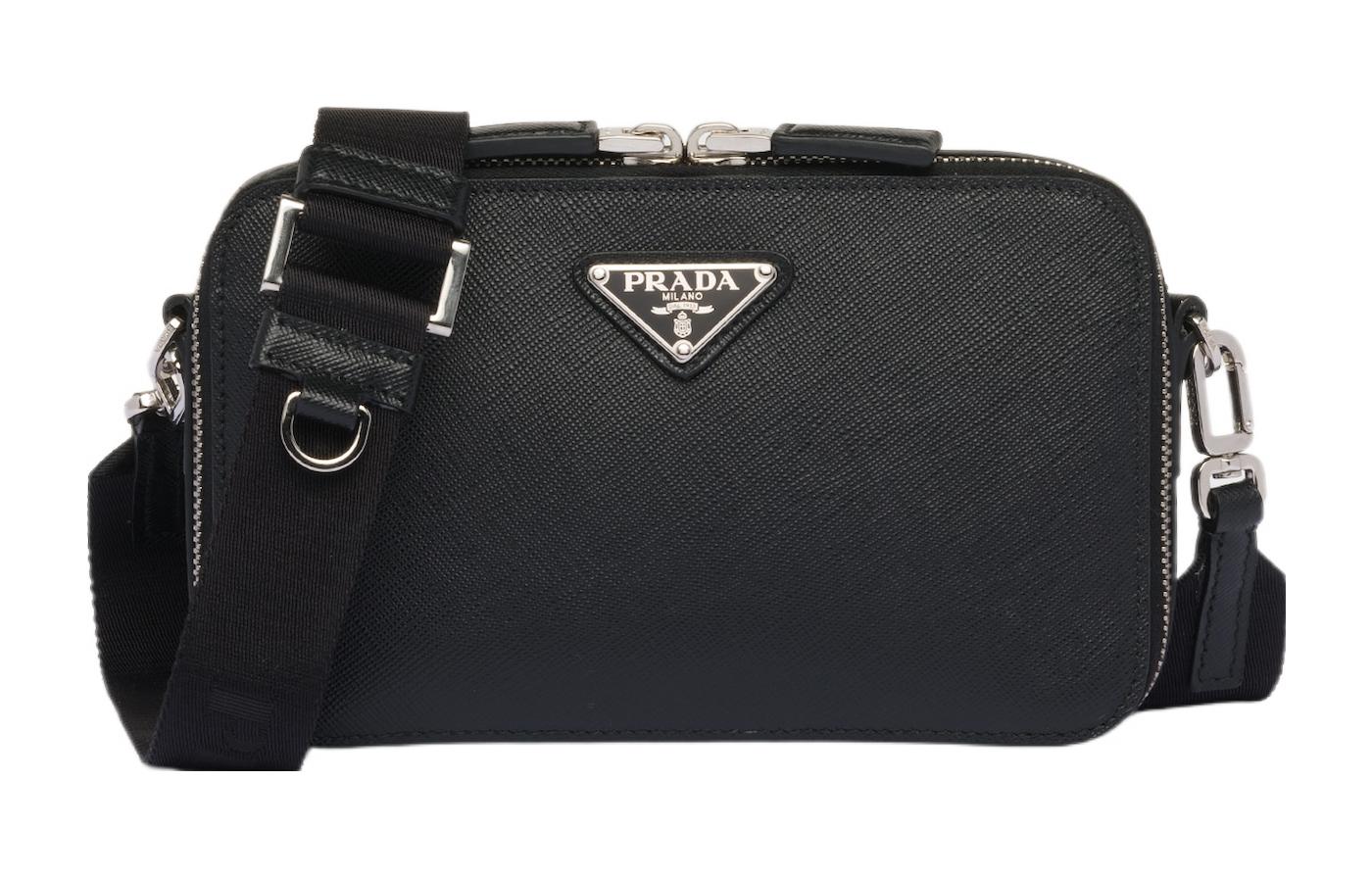 

PRADA Кожаная сумка кроссбоди через плечо мужская черная