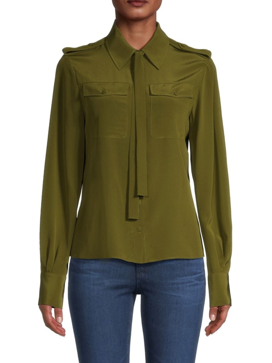 

Шелковая блузка Jason Wu, цвет Dark Olive