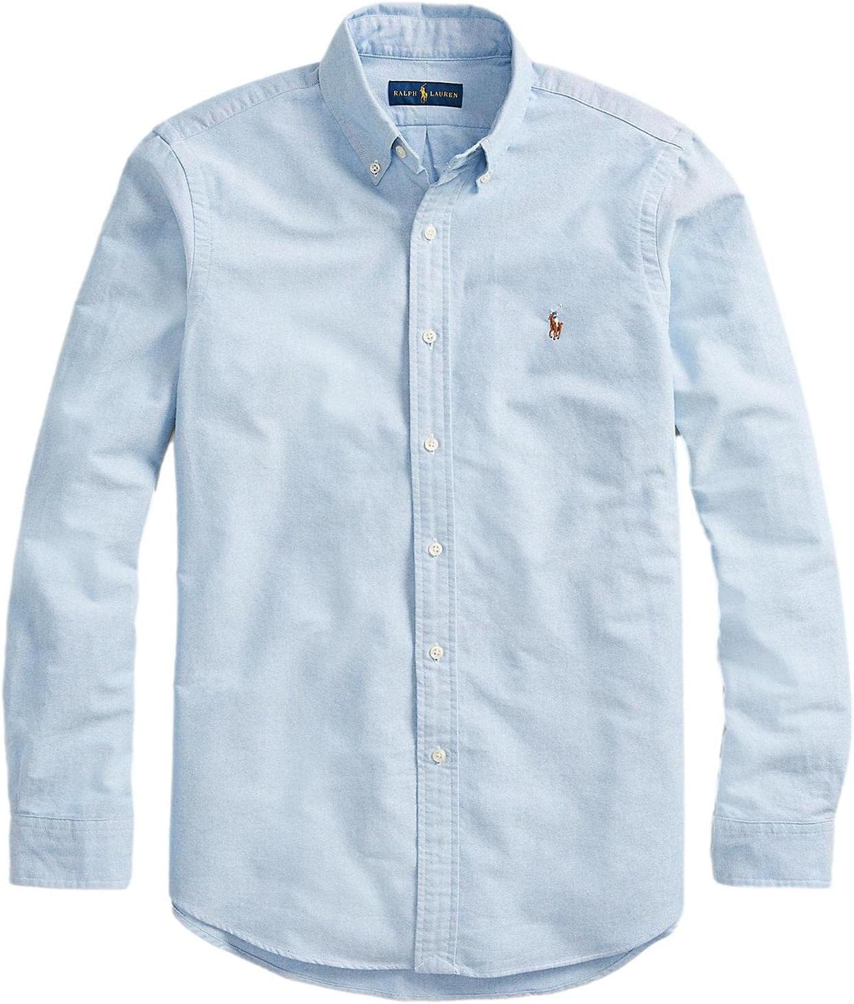 

POLO RALPH LAUREN Мужская классическая клетчатая оксфордская рабочая рубашка с длинным рукавом, The Basic Blue