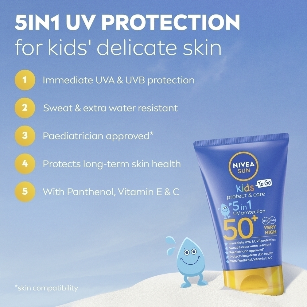 Солнцезащитный лосьон Sun Kids «5 в 1» для детей Nivea, spf 50+ 50 мл — фото 2