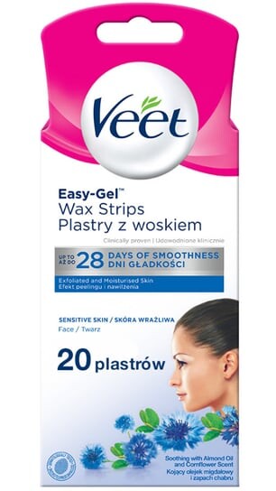 

Восковые полоски для депиляции лица с маслом ши, 12 шт. Veet, Easy-Gelwax