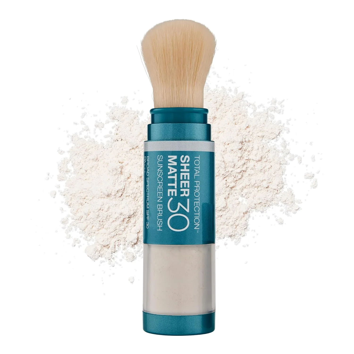 Солнцезащитная пудра Colorescience Total Protection Sheer Matte SPF 30 с кистью для жирной и склонной к акне кожи, без запаха, 0,15 унции., Untinted