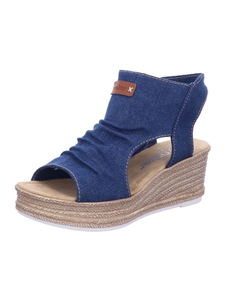Сандалии на плоской подошве rieker, цвет denim/cayenee