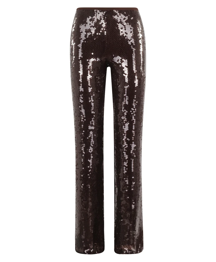 

Коричневые прямые брюки с пайетками Semicouture, коричневый