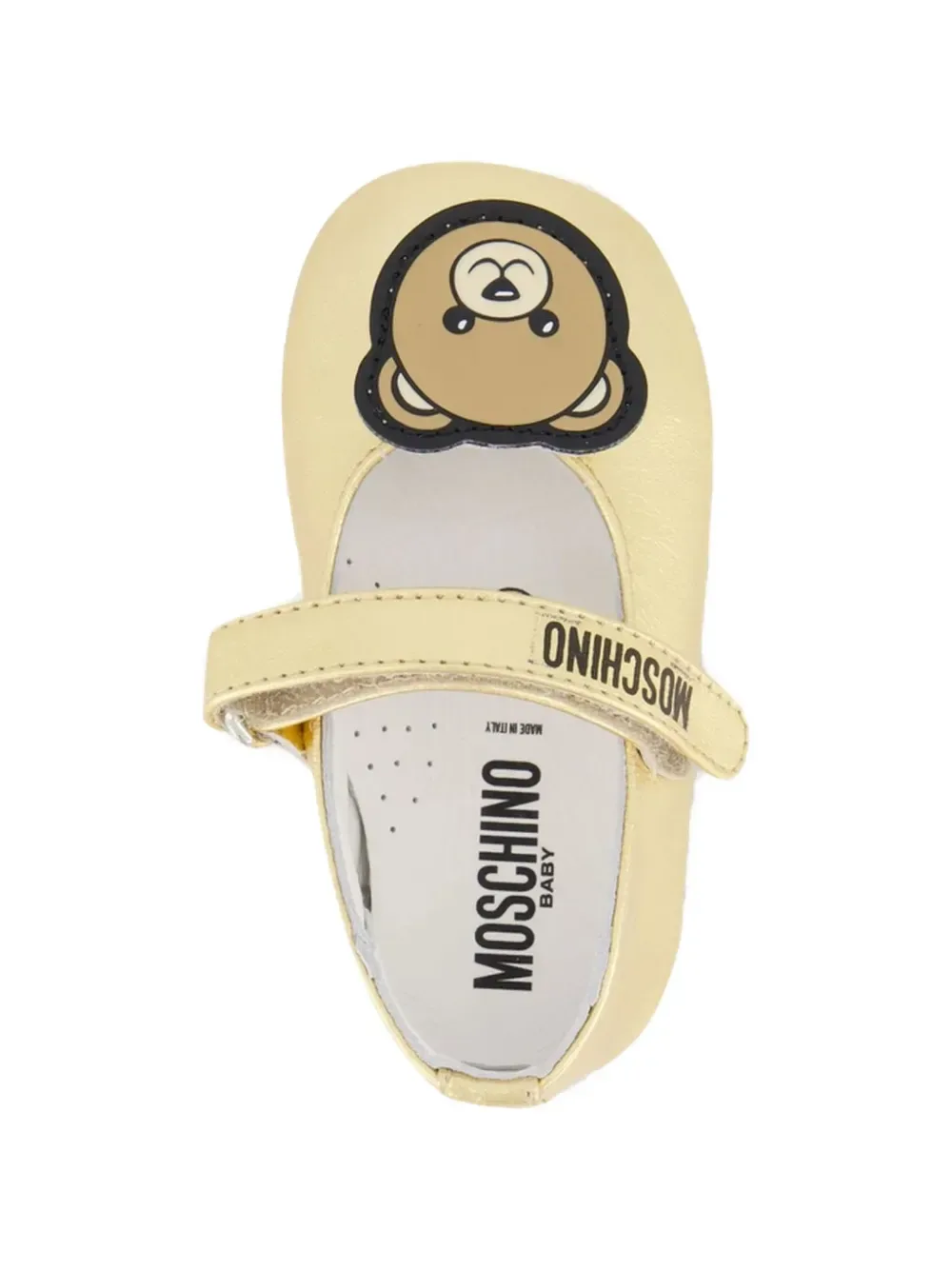 Балетки с ремешком и отделкой под плюшевого мишку Moschino Kids, золотой — фото 4