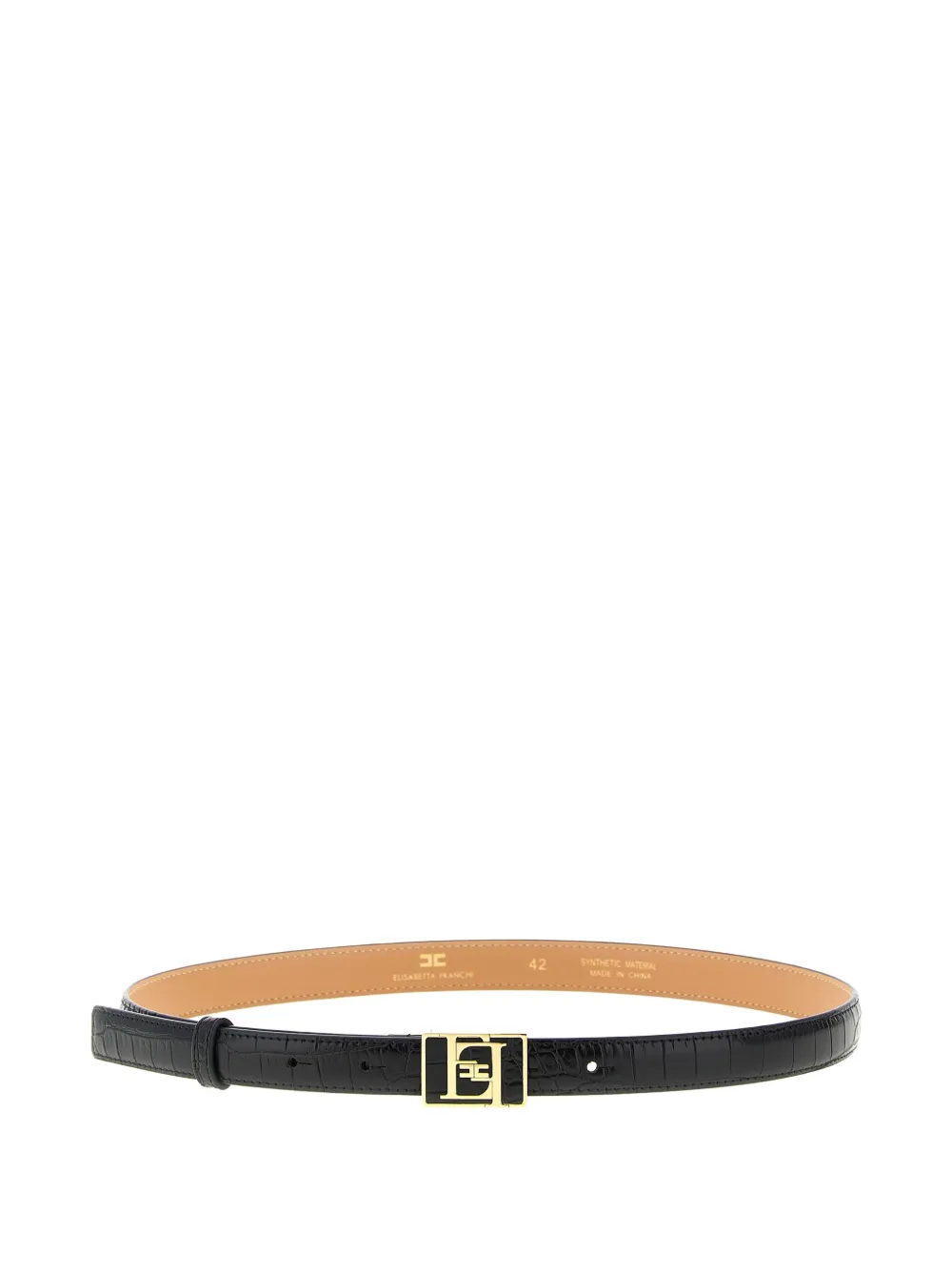 

Ремень с пряжкой-логотипом и эффектом кожи крокодила Elisabetta Franchi, черный