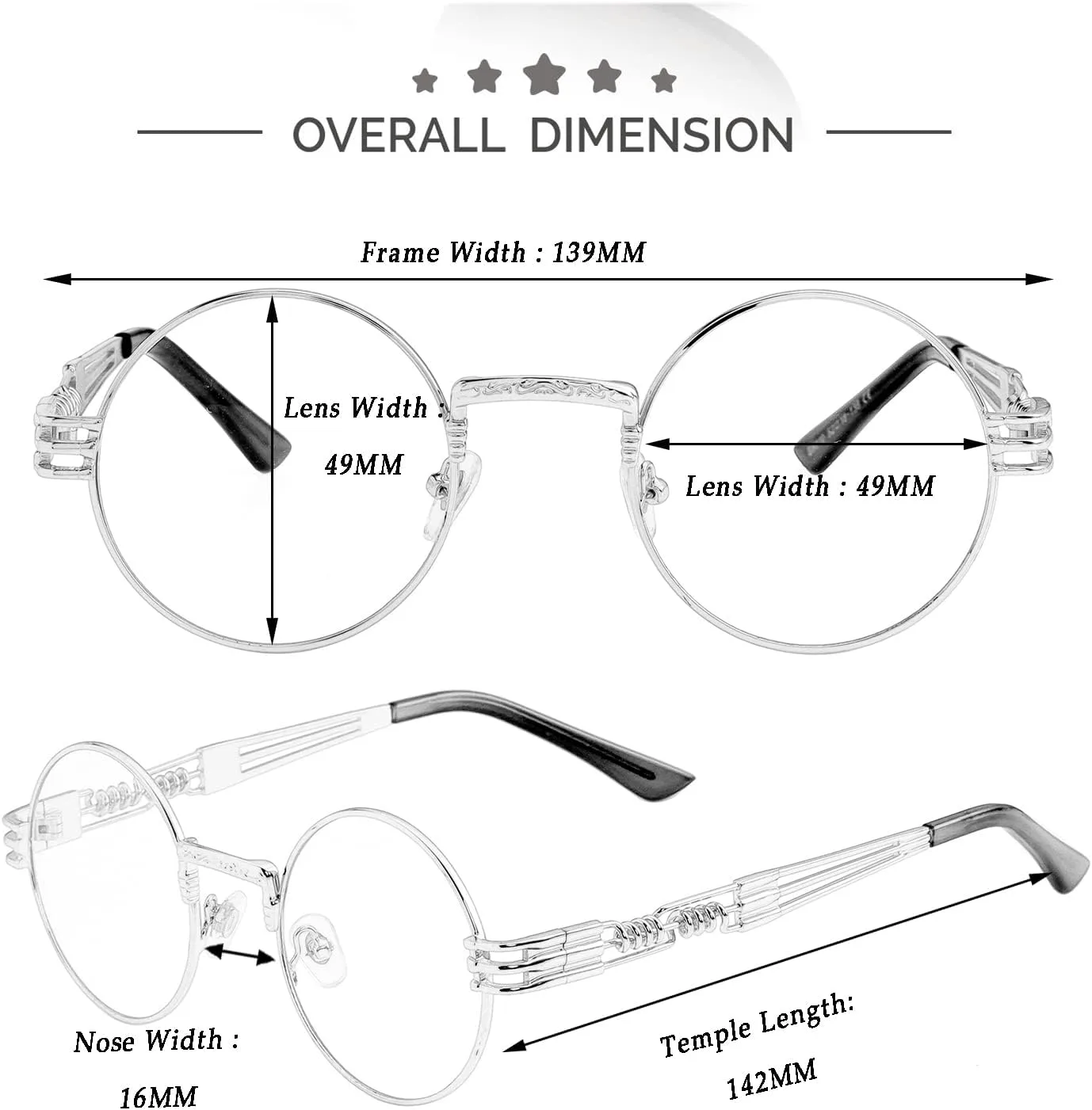 

Круглые солнцезащитные очки Kursan для женщин и мужчин, в стиле хиппи, ретро, ​​с металлической оправой, защита от УФ-излучения UV 400, 2 Pack (Gold/Black + Gold/Red)
