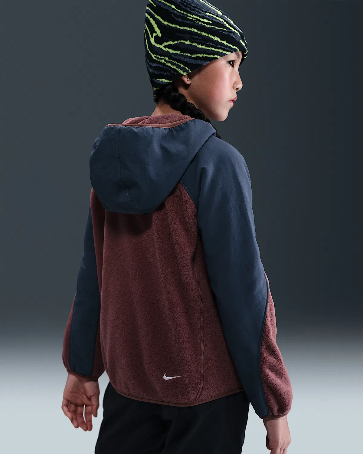 Детская флисовая кофта Polartec® на молнии Nike ACG "Wolf Tree", Red Sepia/Thunder Blue/Summit White — фото 4