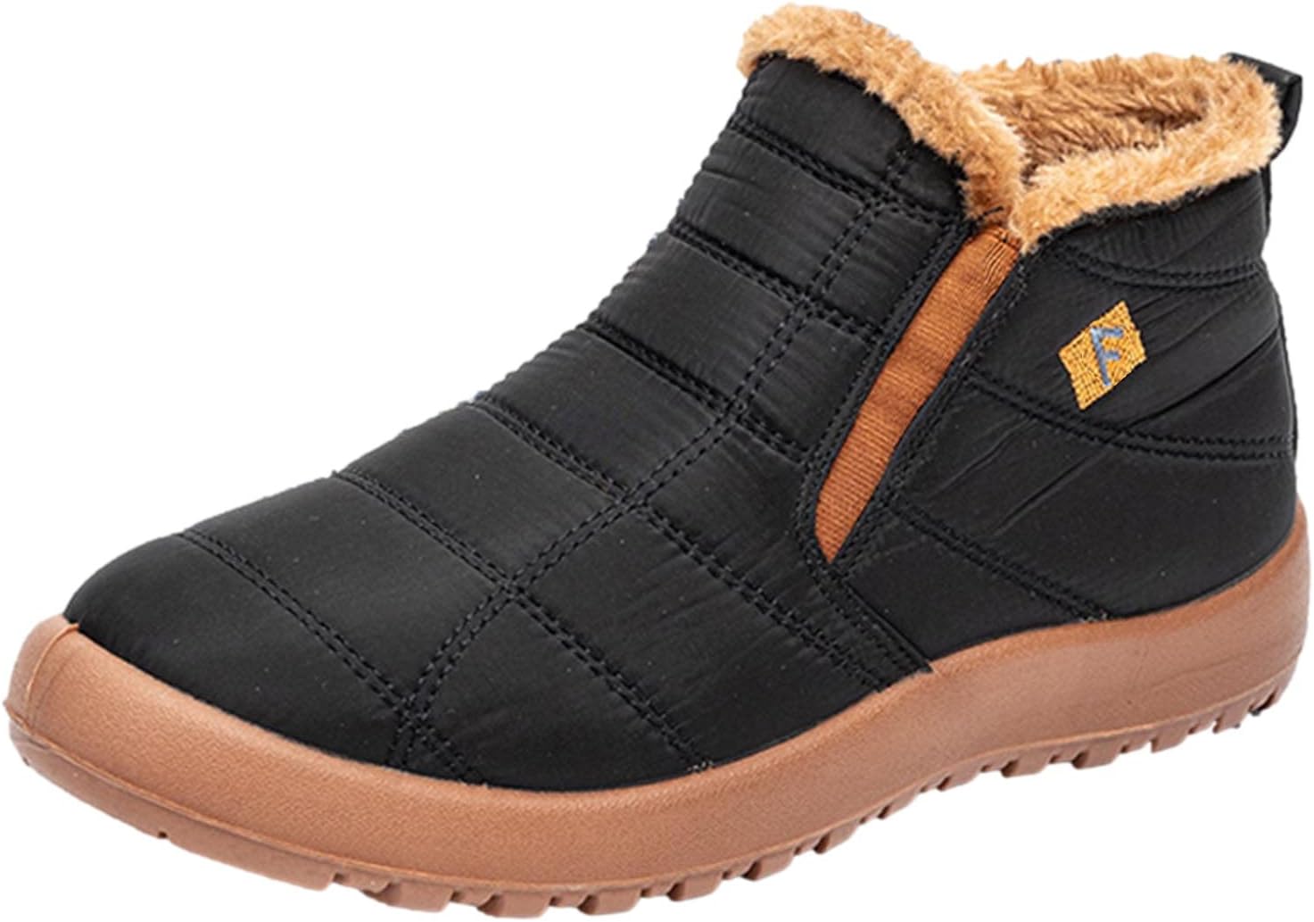 

Hlysgo Мужские и женские зимние удобные теплые ботинки до щиколотки водонепроницаемые для улицы походов повседневные плоские зимние ботиночки, черный