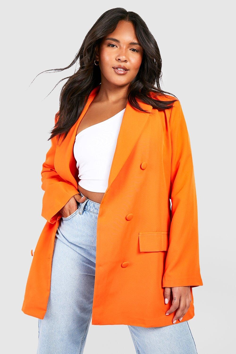 

Длинный пиджак plus color pop Boohoo, оранжевый