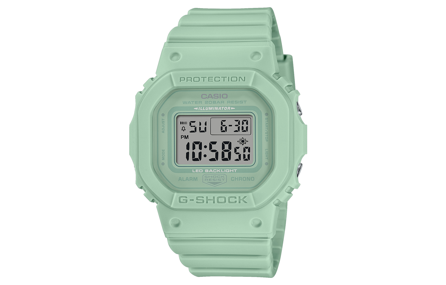 

CASIO Часы G SHOCK Collection Quartz Movement Resin Strap Watch Women's Watch Gray Dial, 【Mint Green】GMD-S5600BA-3PR