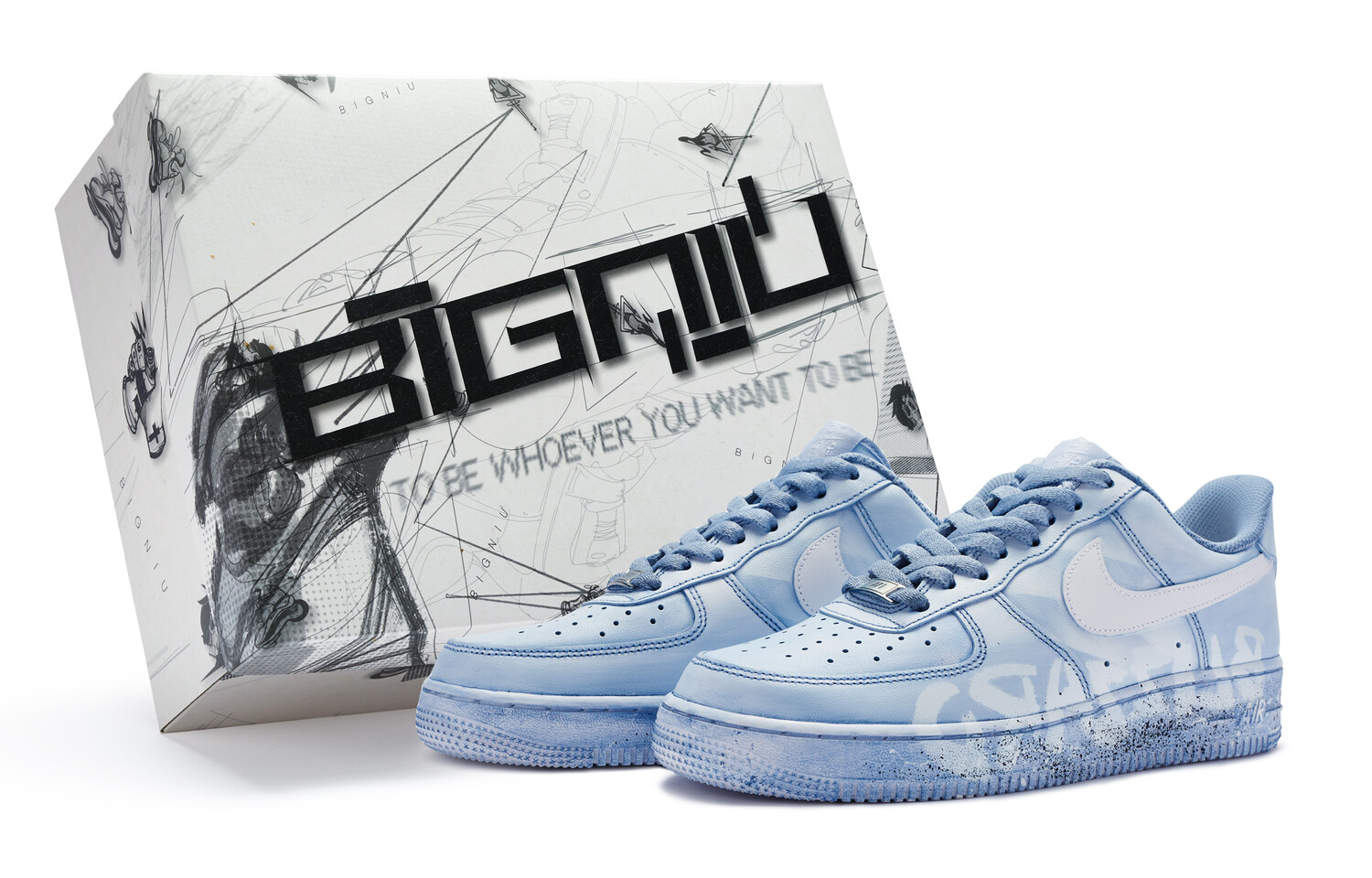 Кроссовки Nike Air Force 1 Skateboard Shoes Women's Low-Top White Blue