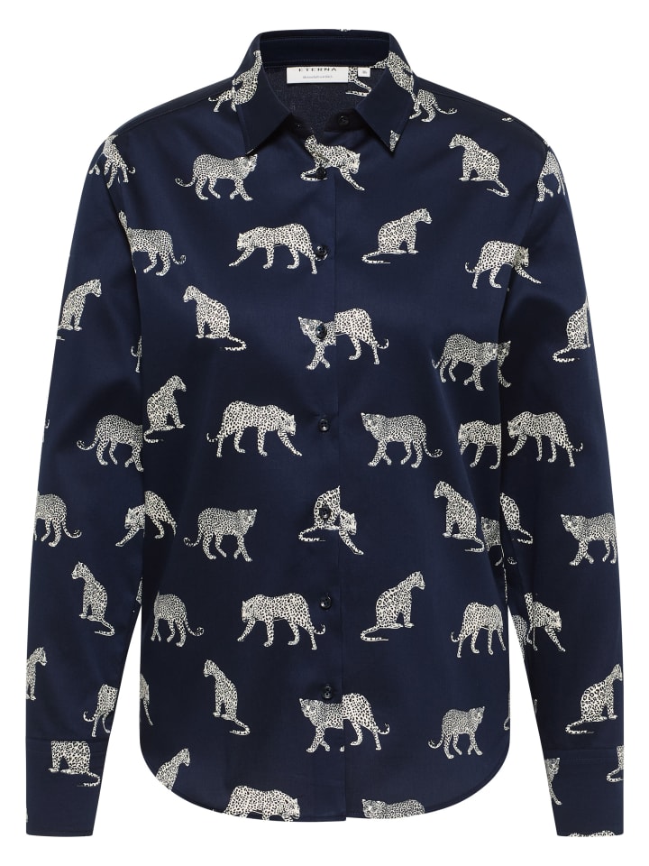 

Блузка прямого кроя темно-синего цвета Eterna