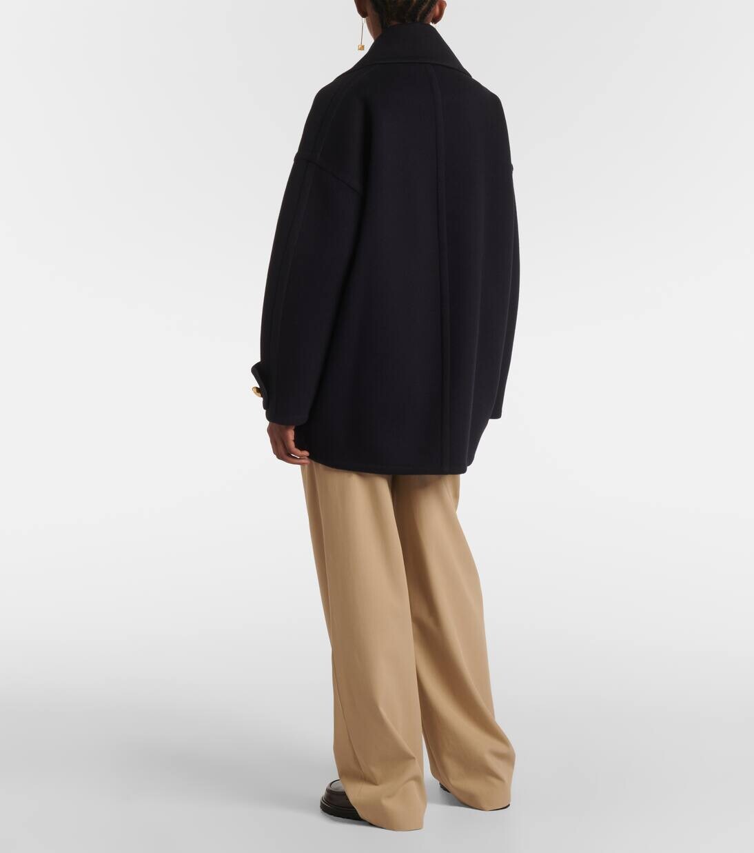 Пальто из шерсти галечного цвета Loewe, цвет midnight blue — фото 3