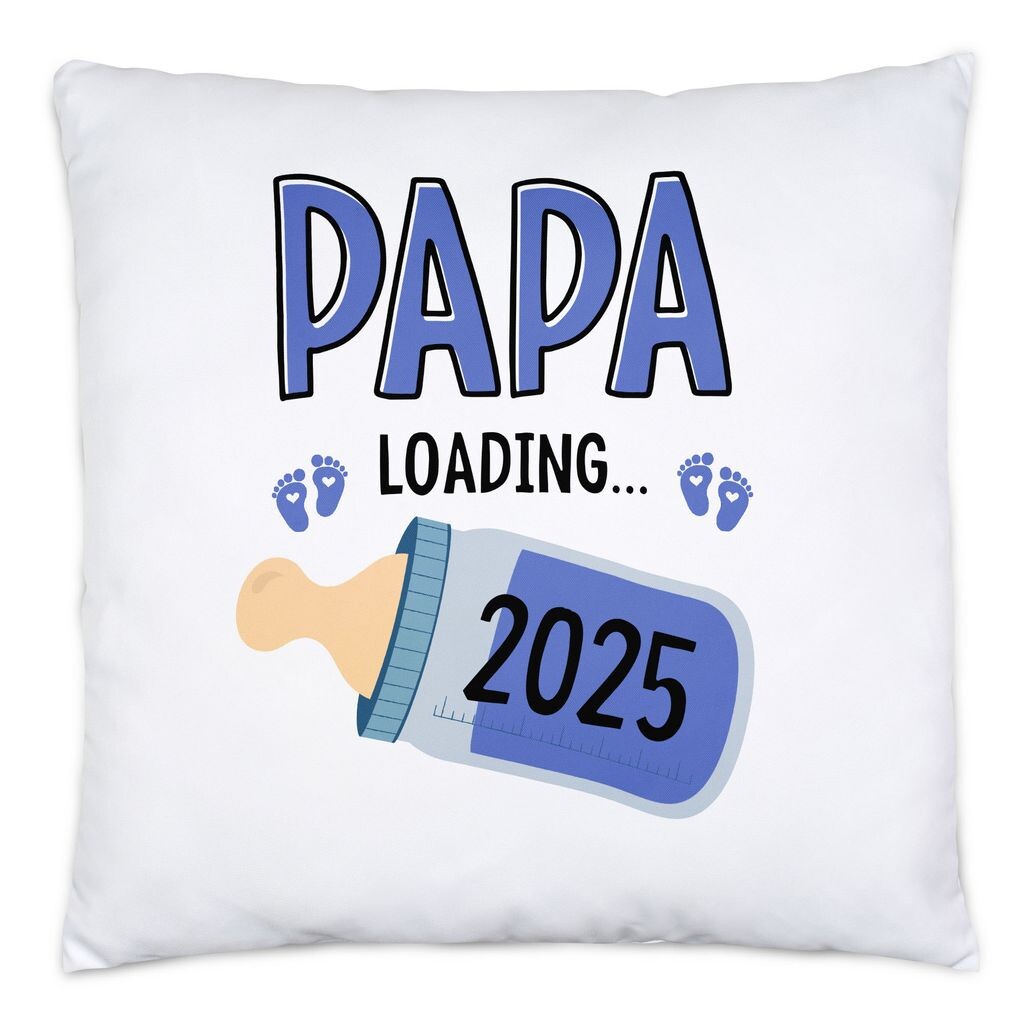 

Подушка Papa Loading 2025 с наполнителем, подарок будущим отцам, детские новости с планкой Loading, идея подарка для беременных Hey!Print