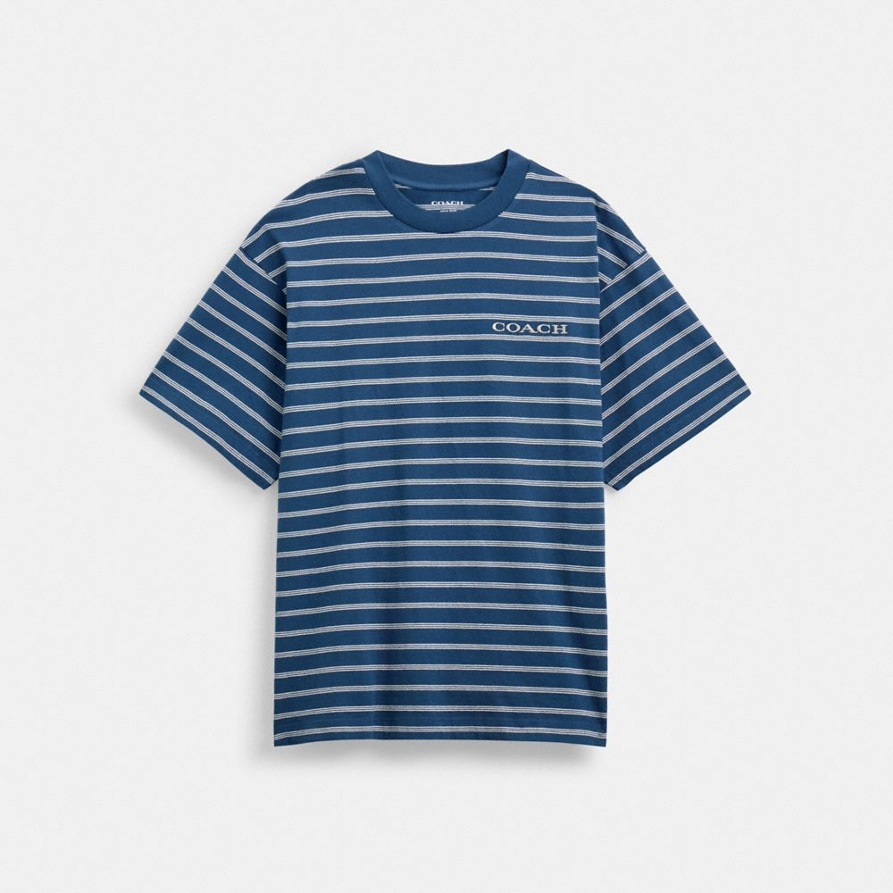 

Футболка Coach Stripe T Shirt, темный деним