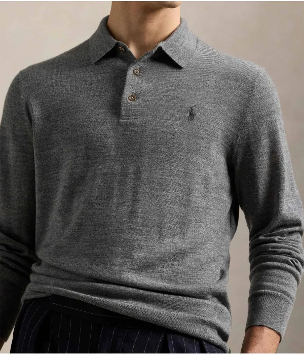 Шерстяная рубашка-поло Regular fit Polo Ralph Lauren, серый — фото 4