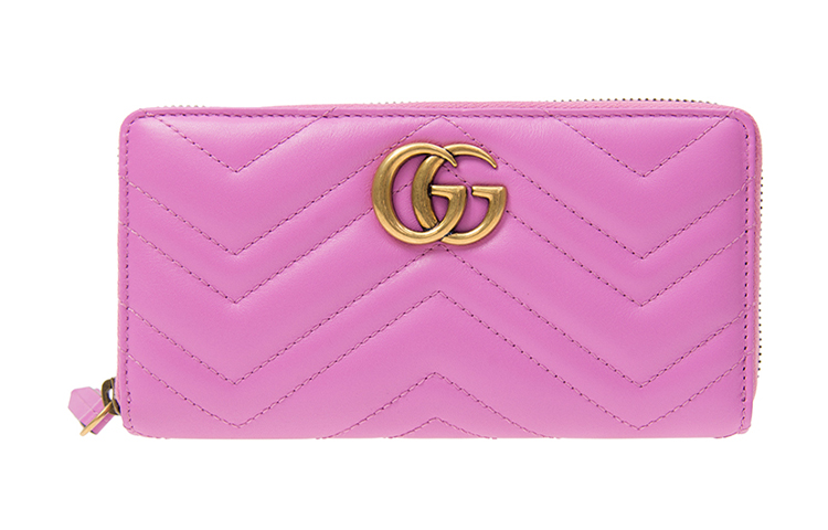 

GUCCI Женский кожаный кошелек Marmont Quilting, цвет фуксия