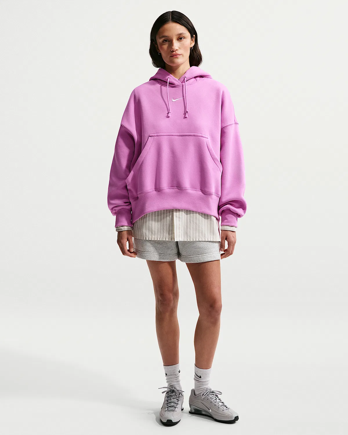 Женский оверсайз-худи Nike Sportswear Phoenix Fleece, Light Magenta/Sail — фото 4