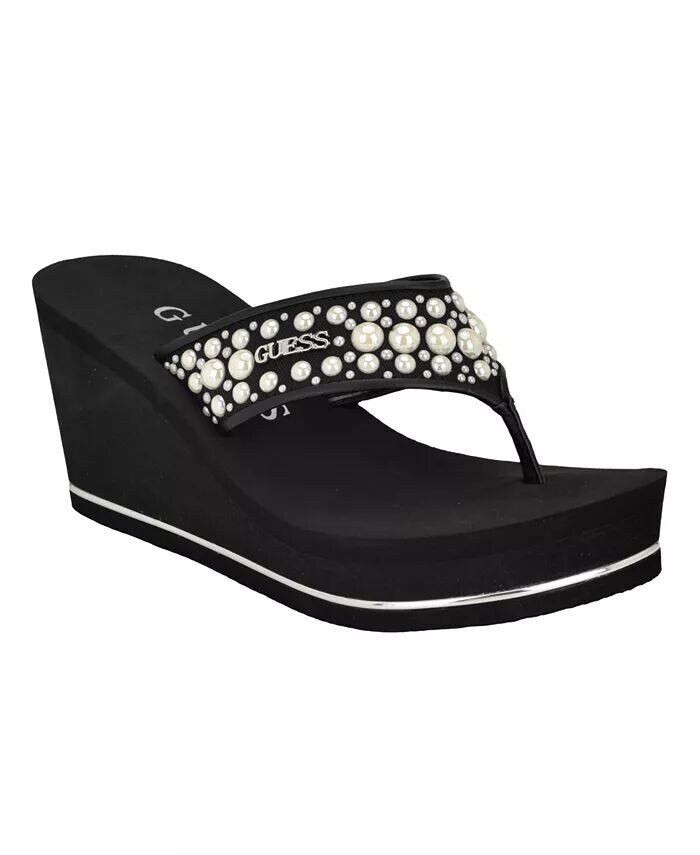 Женские босоножки на танкетке Silus с украшением GUESS, черный