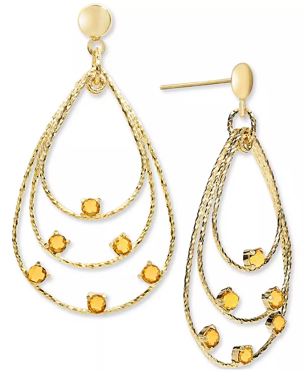 

Серьги-Капельки с родолитовым гранатом (1-3/4 карата) из 14-каратного золота на основе стерлингового серебра (также доступны с цитрином и голубым топазом) Macy'S, citrine