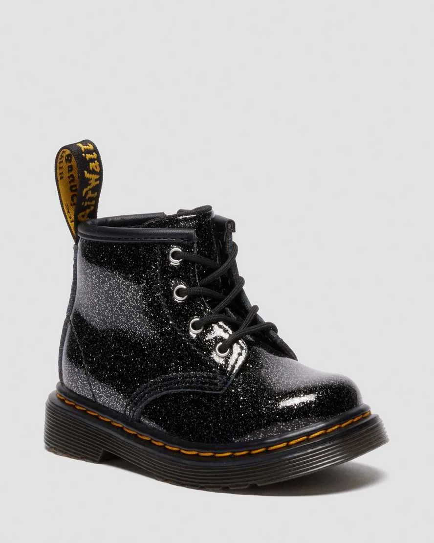 Детские лакированные ботинки 1460 с блестками Dr Martens, черный