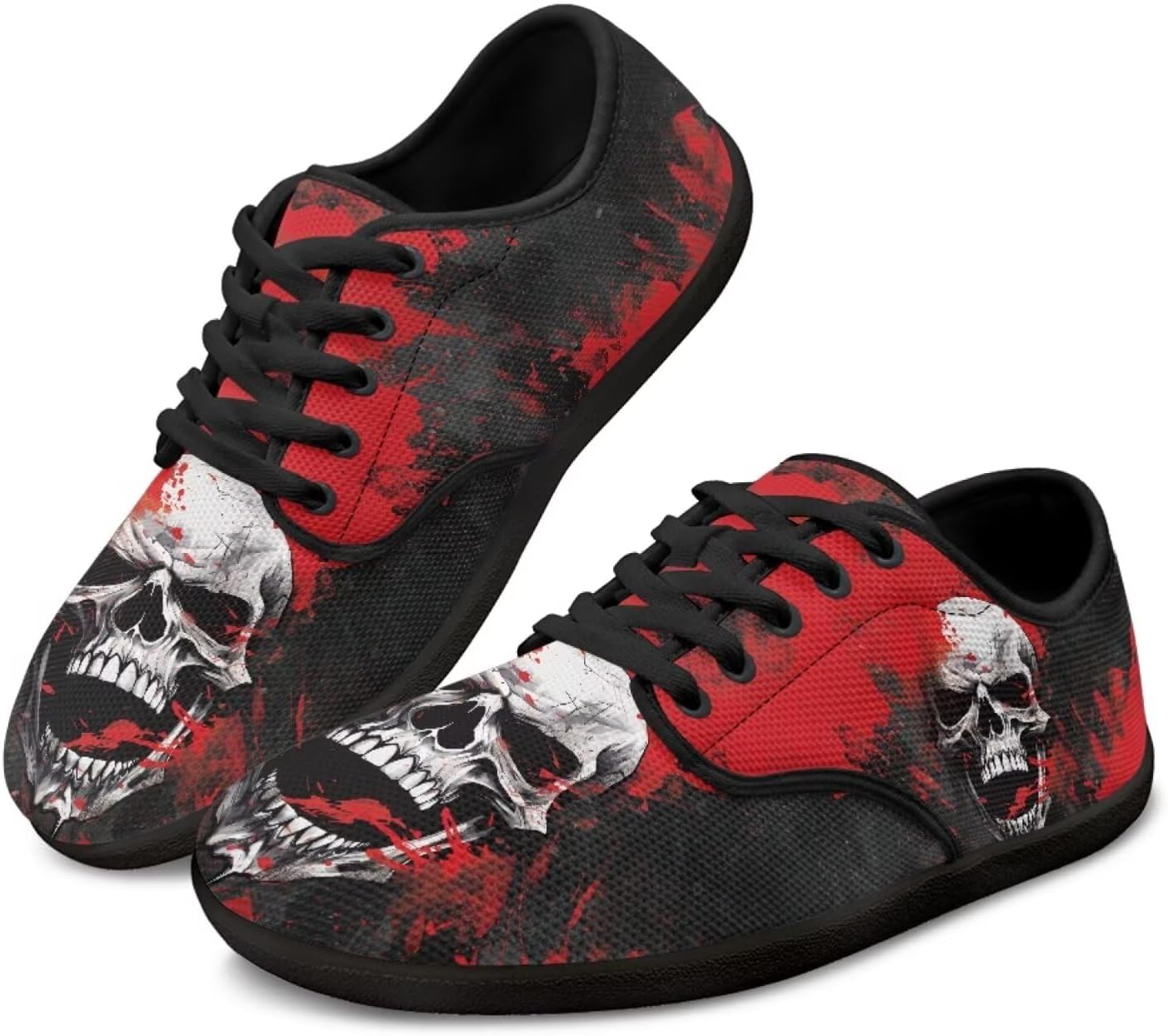 

Кроссовки Binienty для женщин и мужчин с широким носком, легкие, на шнуровке, Red Ink Splash Skull