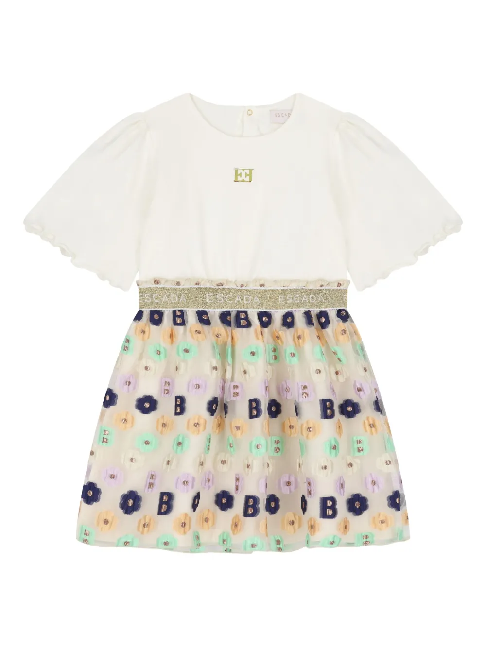 

Платье с цветочным логотипом Escada Kids, нейтральный