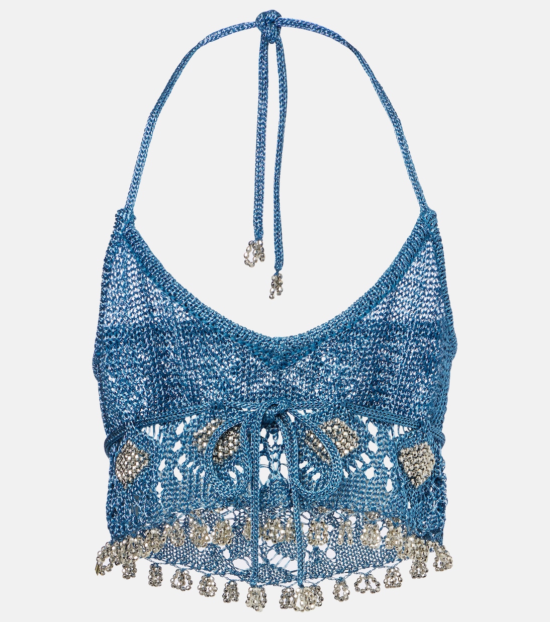 

Кроп-топ из ламе с кружевными украшениями Rabanne, Turquoise