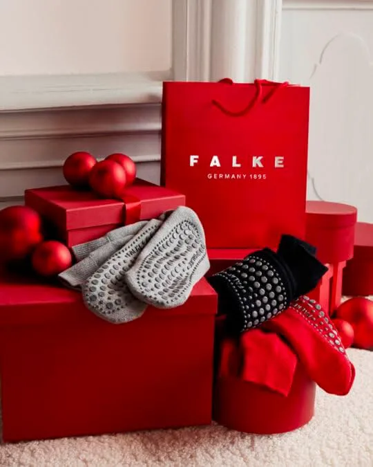 Домашние тапочки-носки для мужчин FALKE, шерсть и хлопок, с нескользящей подошвой, 1 пара, серый — фото 2